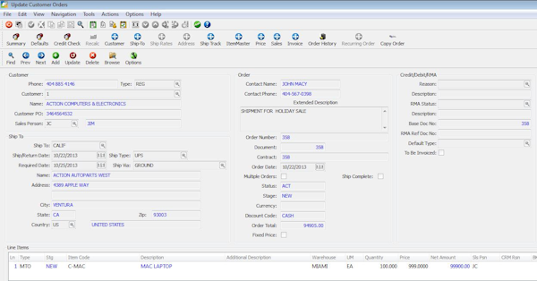 Sales Order Entry