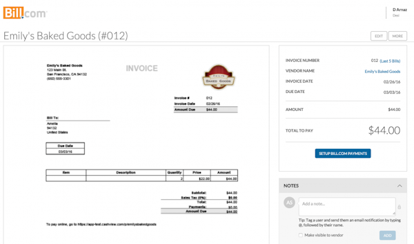 Sample invoice