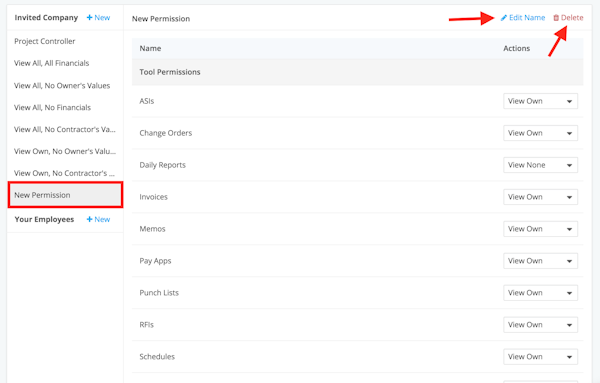 Set project permissions