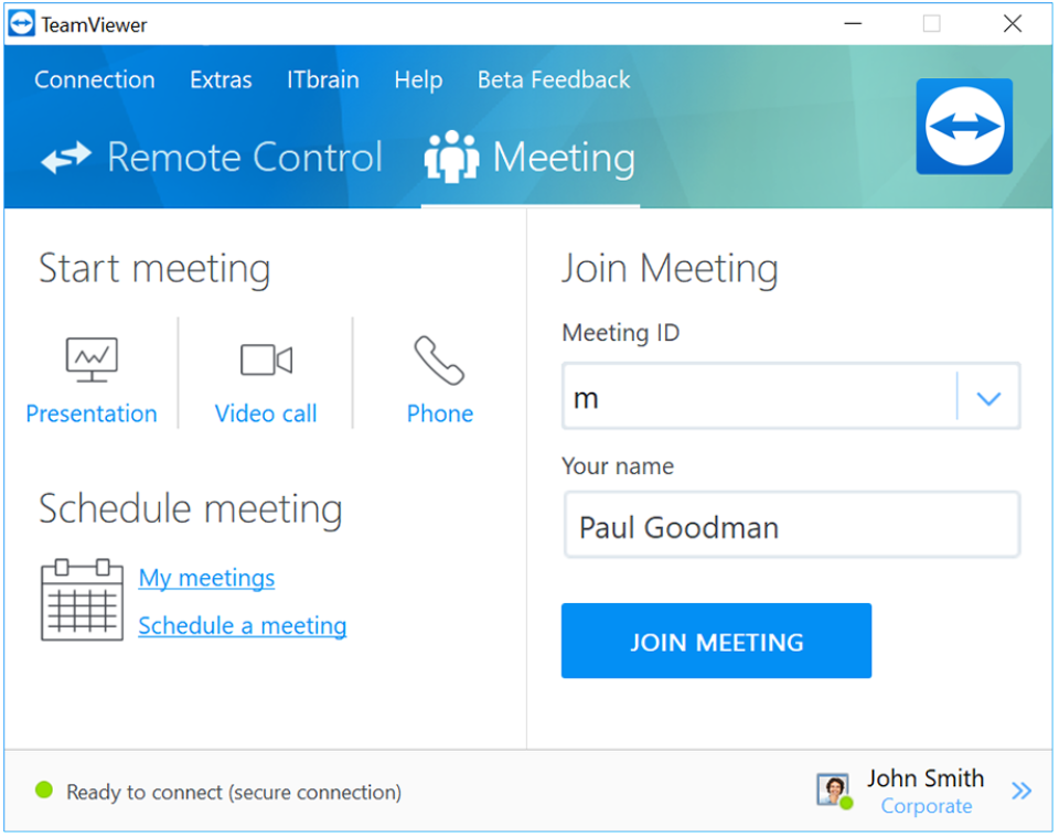 teamviewer meeting client requirements