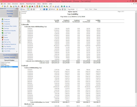 Tax liability report