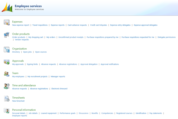 Employee portal in dynamics AX