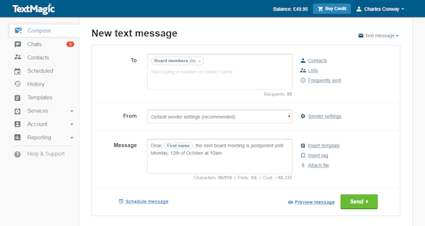 SMS creation