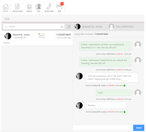 Customer chat history