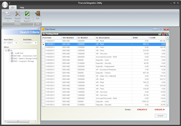 GL Export Tool