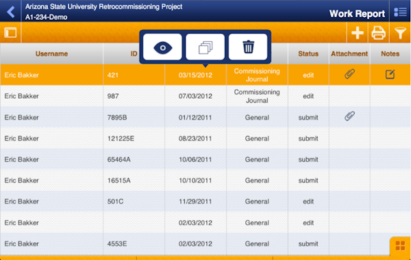 Work report mobile log