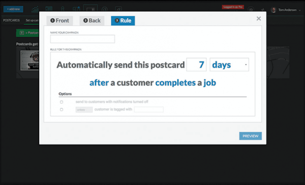 Postcard and email marketing