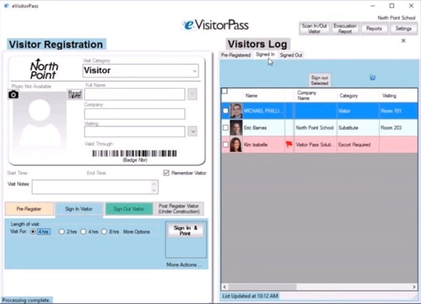 Visitor signed into log