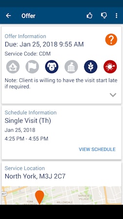 Mobile app shift offer