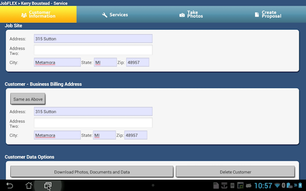 Mobile app proposal creation