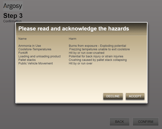 Safety acknowledgement form