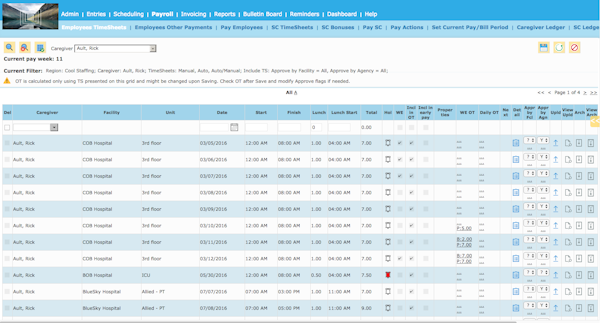 Employee timesheets