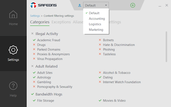 Profiles page