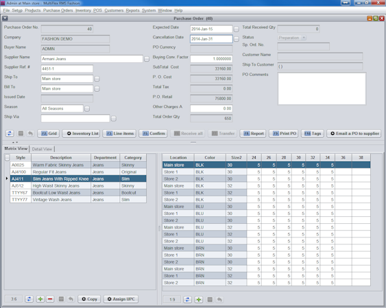 Purchase Order Items Detail RMS