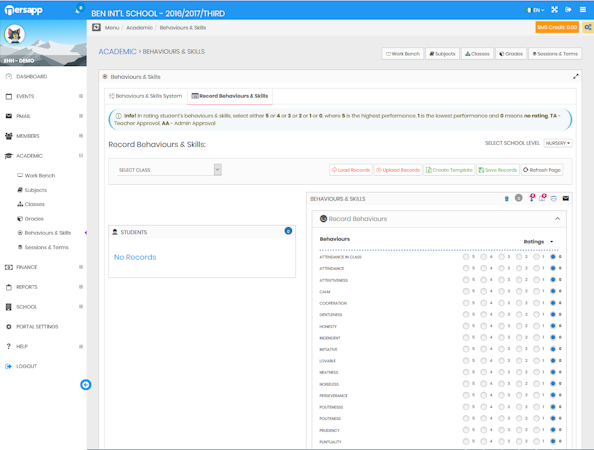 Behavioral skills tracking