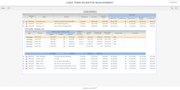 Long term incentive management