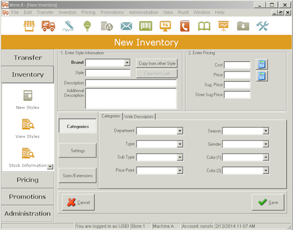Entering New Inventory