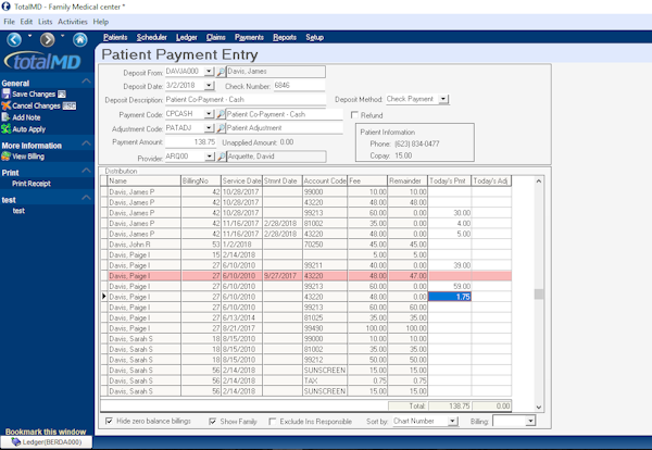 Patient payment entry