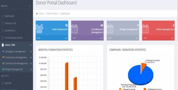 Missio donor portal dashboard