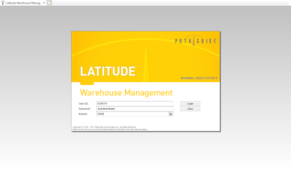 Login page