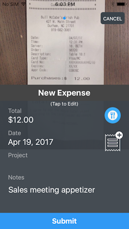 Upload receipts from mobile device