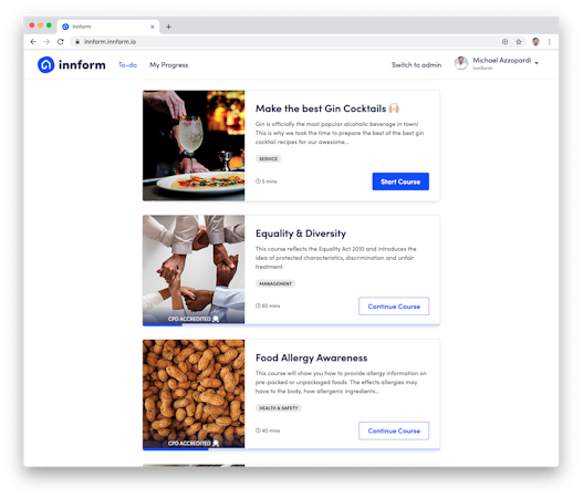 Innform courses screenshot
