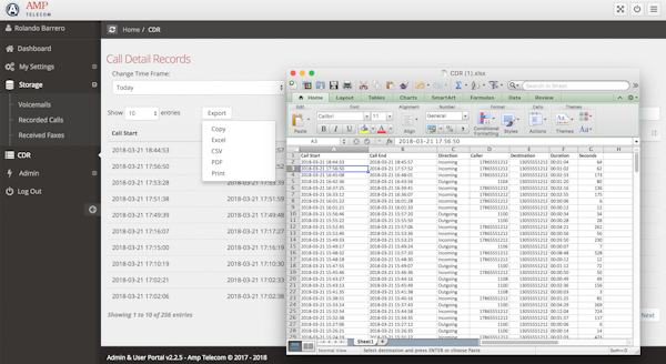CDR export to excel