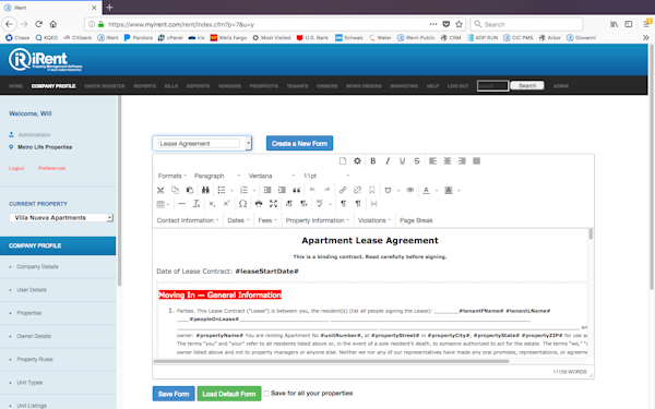 Lease agreement