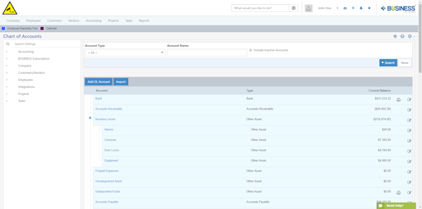 Chart of accounts