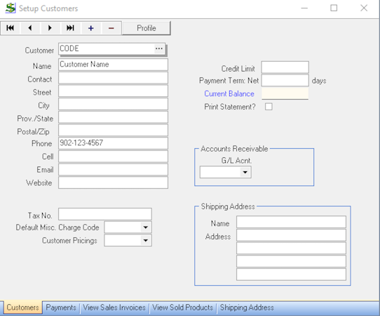 Setup customer