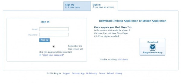 User login page