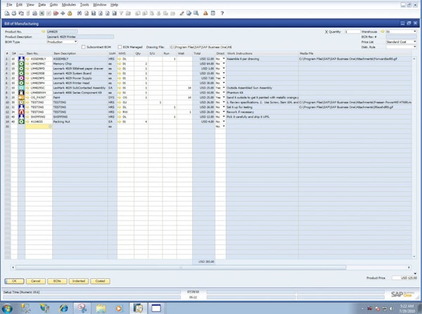 Bill of manufacturing