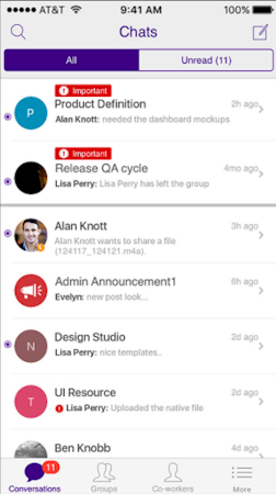 Mobile list of chats