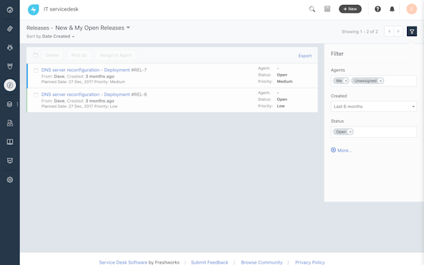 Releases view