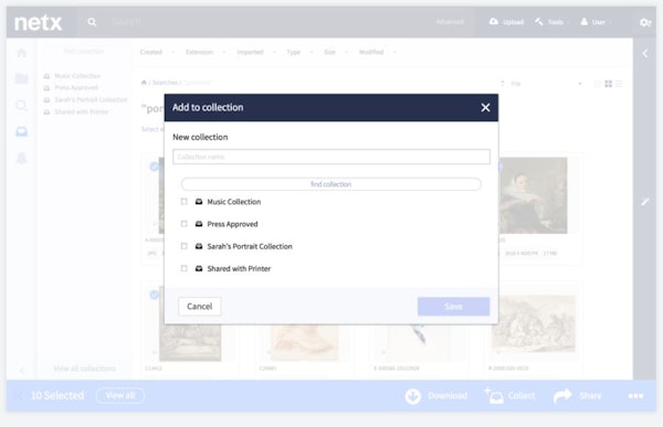 NetX add assets to collections