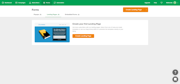 List of landing pages