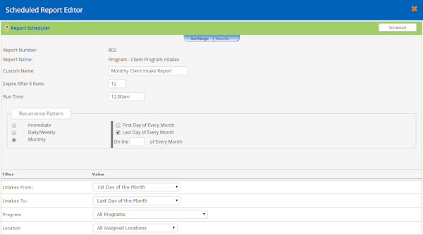 Report scheduler