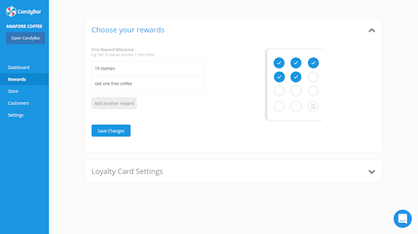 Stamps and reward settings