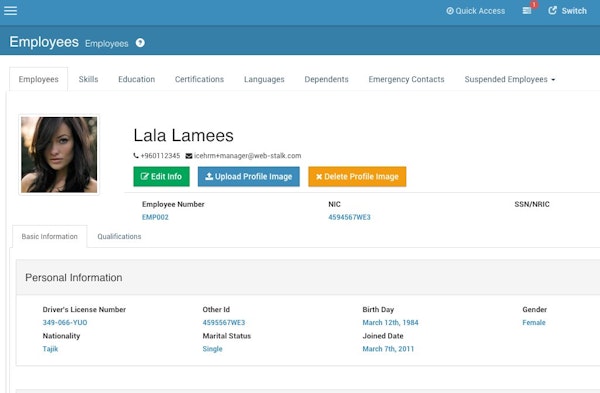 Employee details