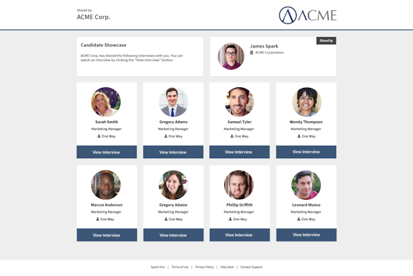 Candidate showcase