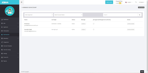 Manage accounts