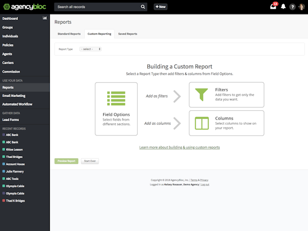 Custom reporting