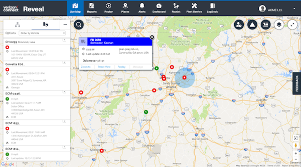 Verizon Connect Reveal live map