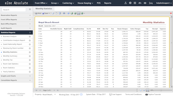 Detailed sales report