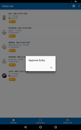Approved entry notification