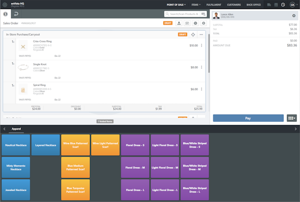 Unified Commerce Platform - Sales tender view
