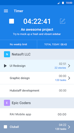 Mobile app timer