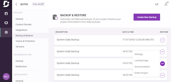Backup restore