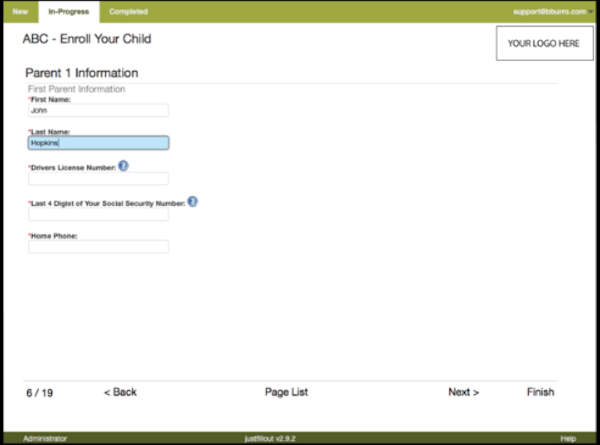 Enrollment form