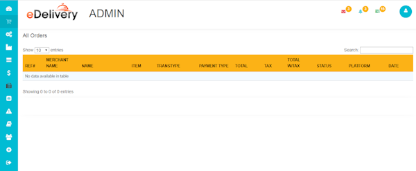 Admin screen